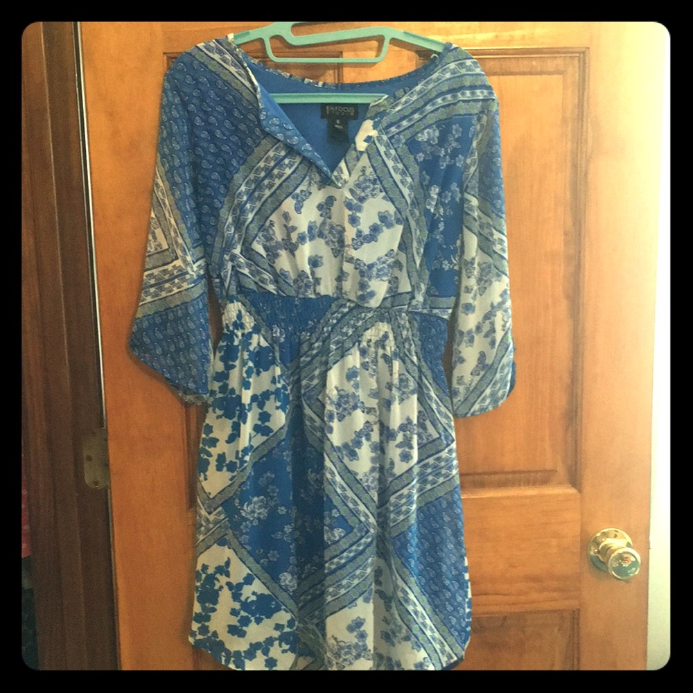 Blue floral mini dress